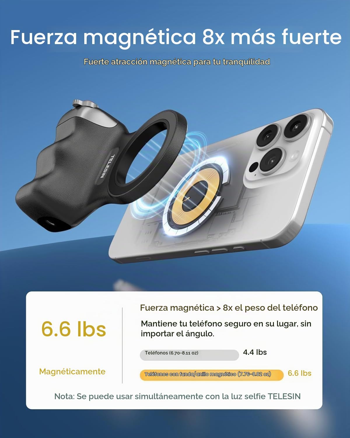 TELESIN Fun Shot Empuñadura Magnética para Cámara de Teléfono + Kit...