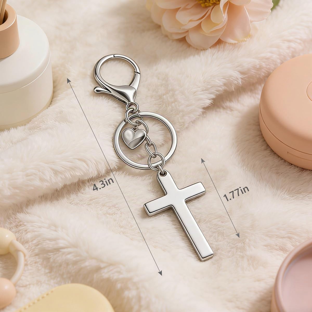 Rikhiua Llavero de cruz con corazón, regalo religioso cristiano de...