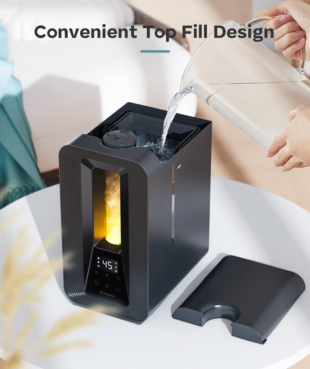 BREEZOME Humidificadores de 6L para dormitorio, humidificador de ll...