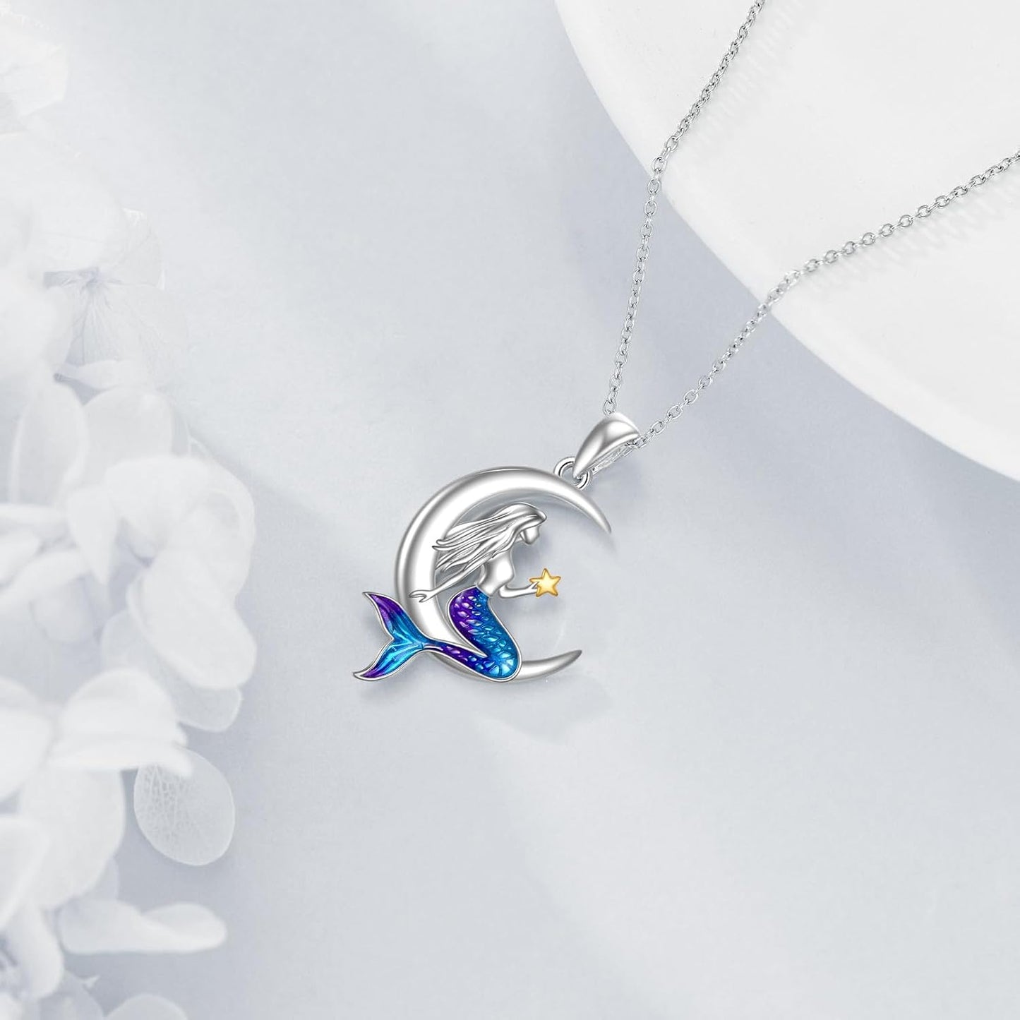 URONE Collar de plata de ley 925 con diseño de animales del océano,...