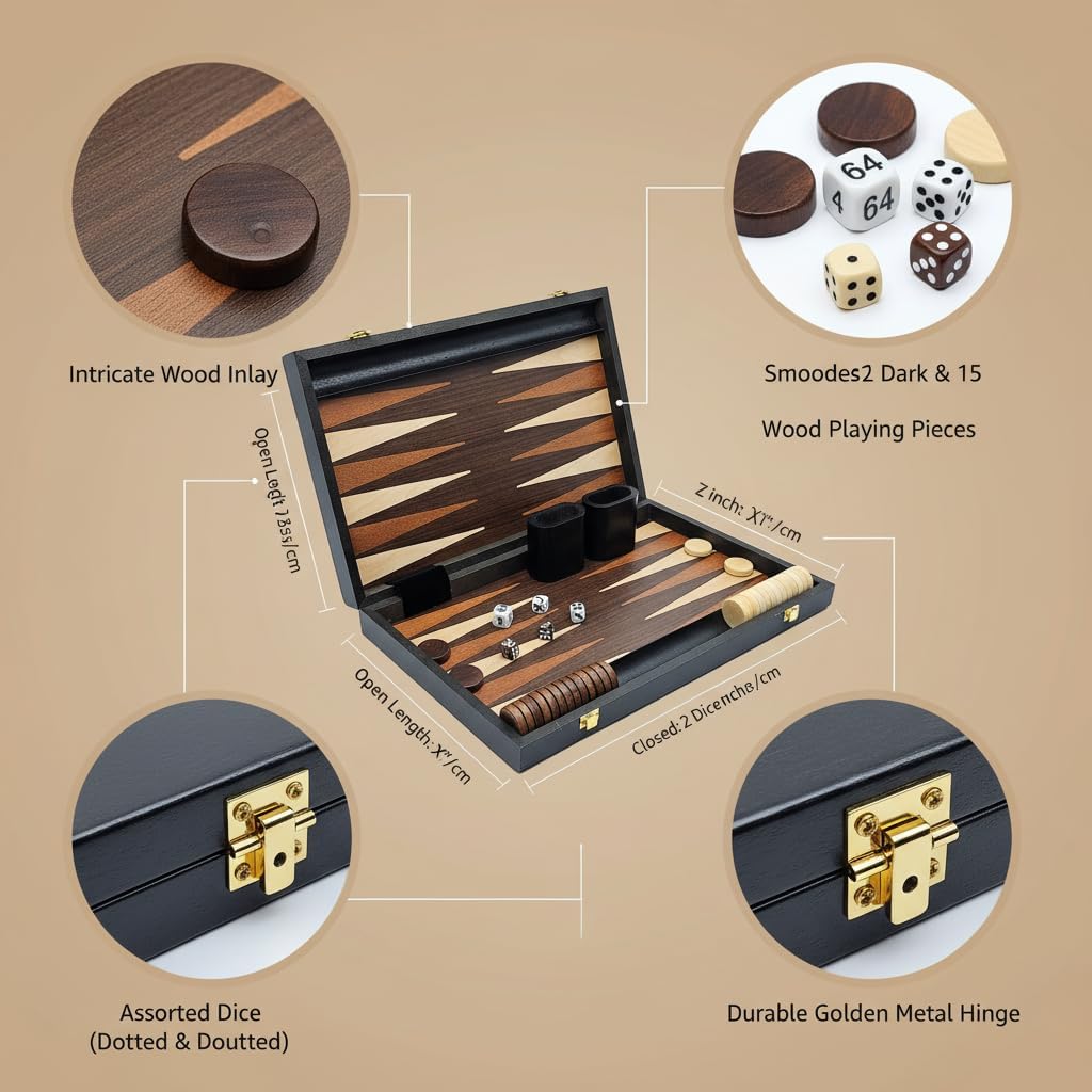 Juegos de backgammon de 15 pulgadas con tablero plegable, juego gra...