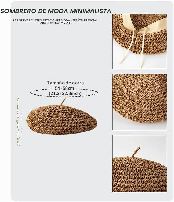 SUNTRADE Boina de punto para mujer, boina de moda francesa, boina d...