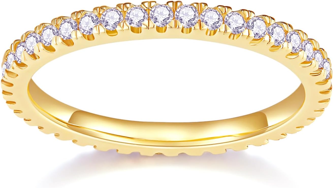 MINDDHA Chapado en oro de 14 quilates - Anillos de eternidad apilab...
