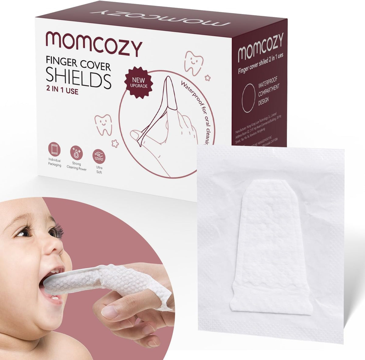 Momcozy Cepillo de Dedos para Bebés, Cepillo Limpiador con Toallita...