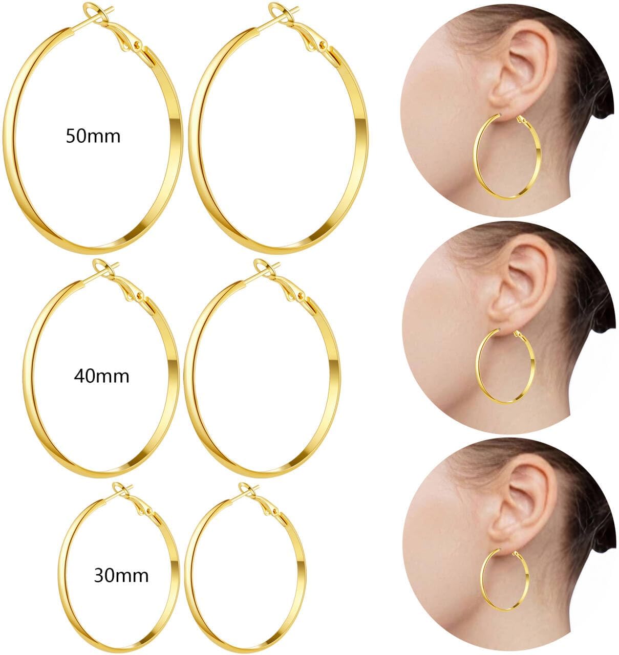 5\/12 Pares Pendientes de Aro Chapados en Oro y Plata para Mujer, J...