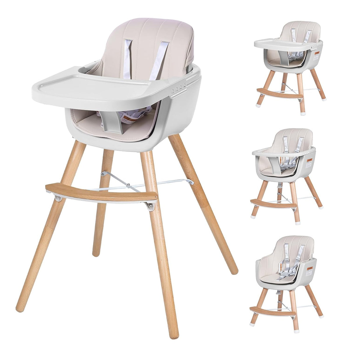 Sillas altas para bebés y niños pequeños, silla alta de madera conv...
