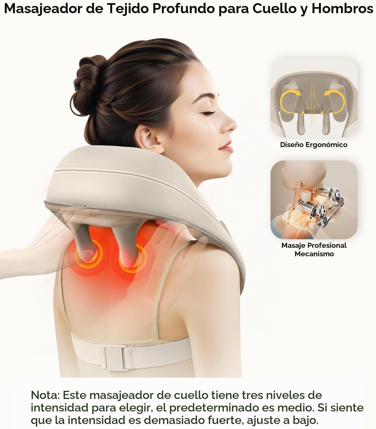 Snailax Masajeador de cuello inalámbrico con calor, masajeador de c...