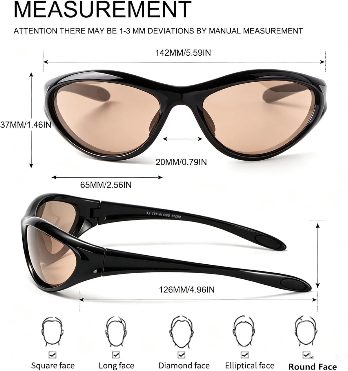 ADE WU Gafas de sol Y2K Rave de moda envolventes gafas de sol depor...
