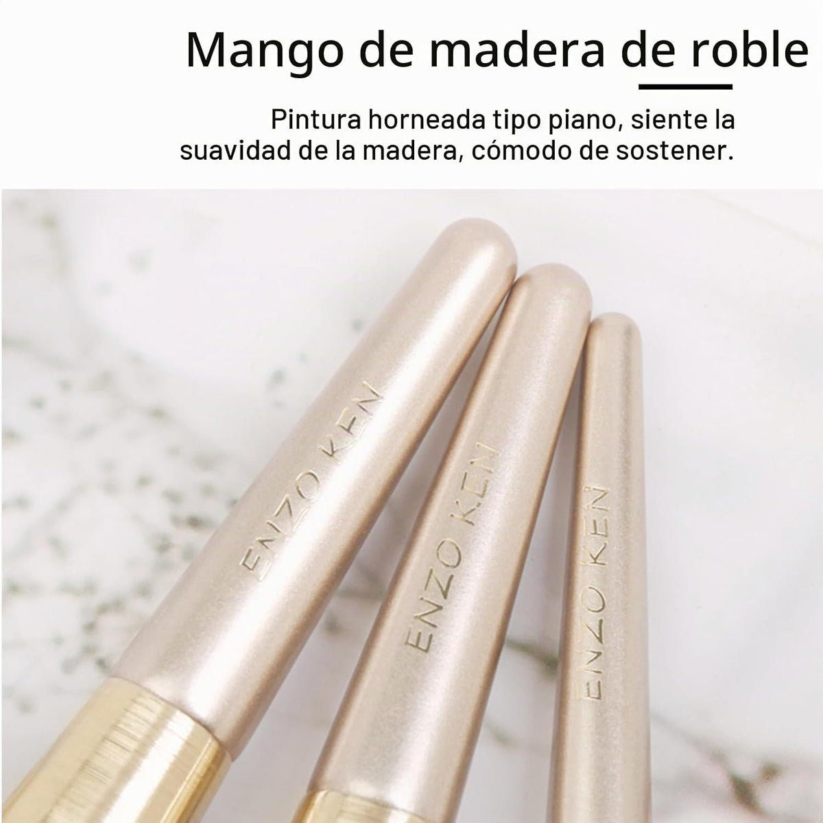 ENZO KEN Juego de brochas de maquillaje de cabello natural profesio...