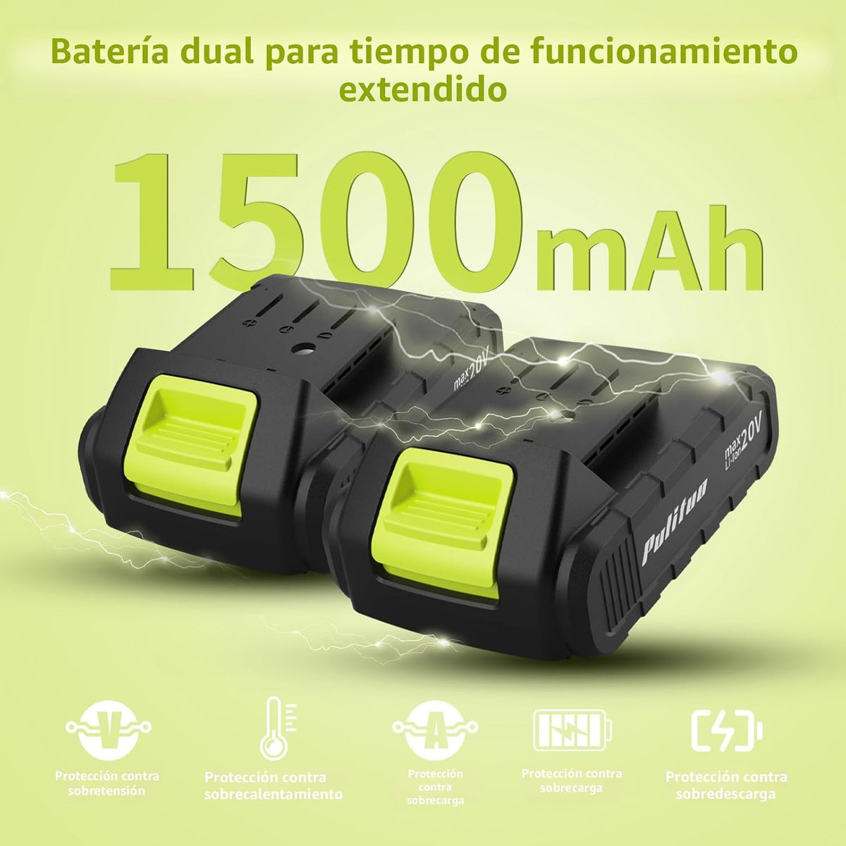 PULITUO 'S - Taladro inalámbrico de 20 V, destornillador eléctr...