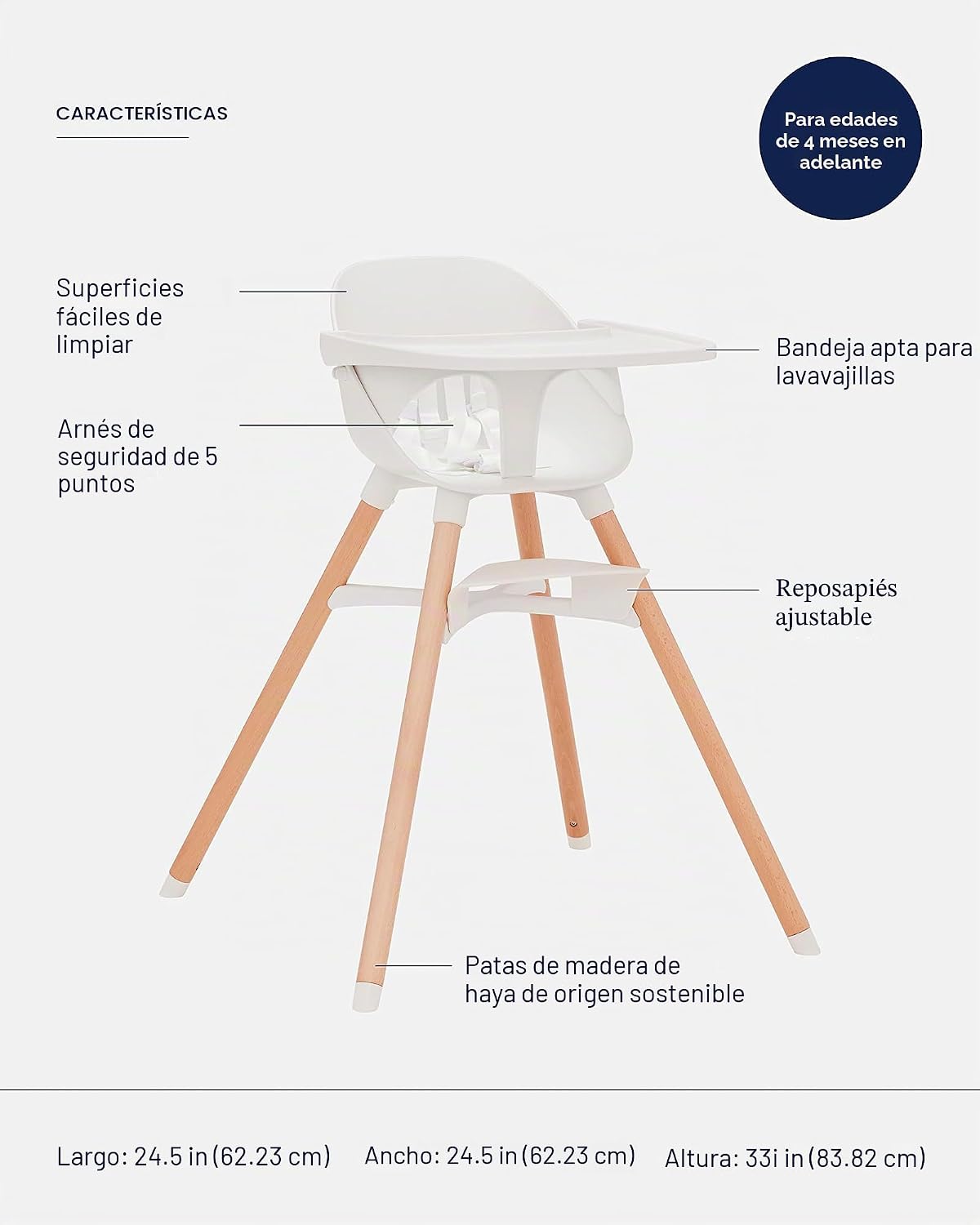 Lalo The Chair Silla alta convertible 3 en 1 para bebés y niños peq...