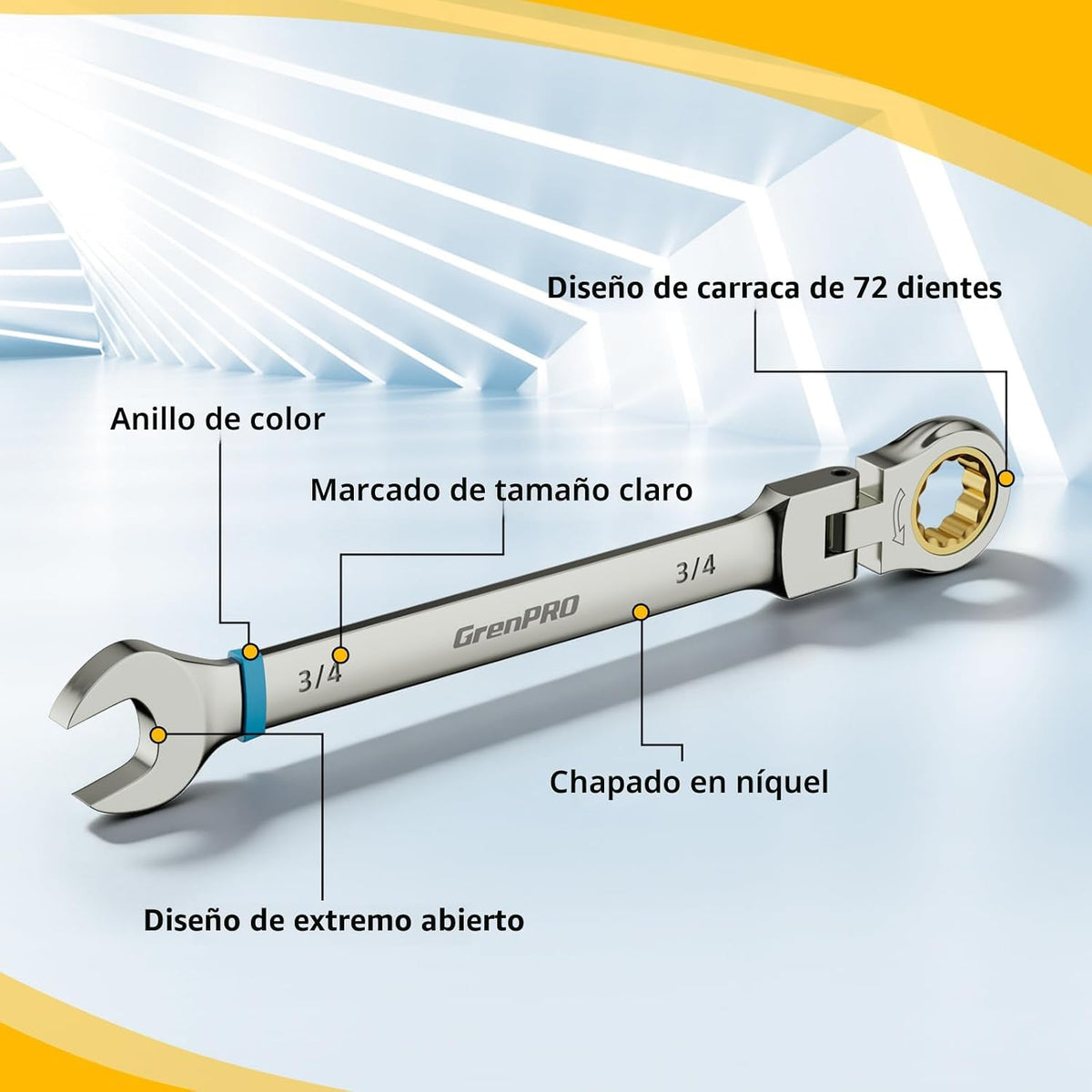 GRENPRO - Juego de 23 llaves de trinquete con cabeza flexible, jueg...