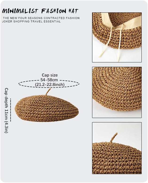 SUNTRADE Boina de punto para mujer, boina de moda francesa, boina d...