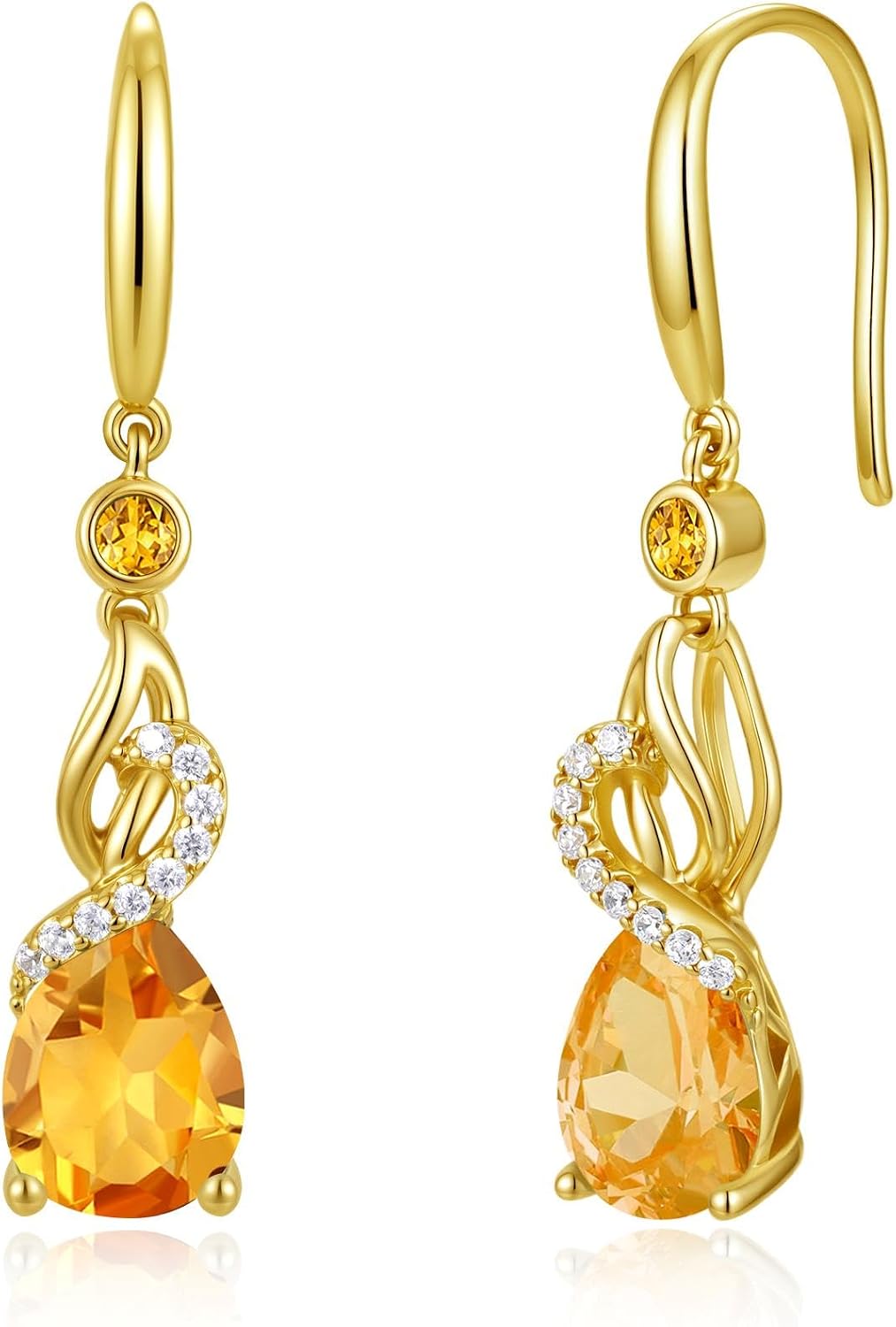 FANCIME Pendientes colgantes con piedra natal de pera para mujer de...
