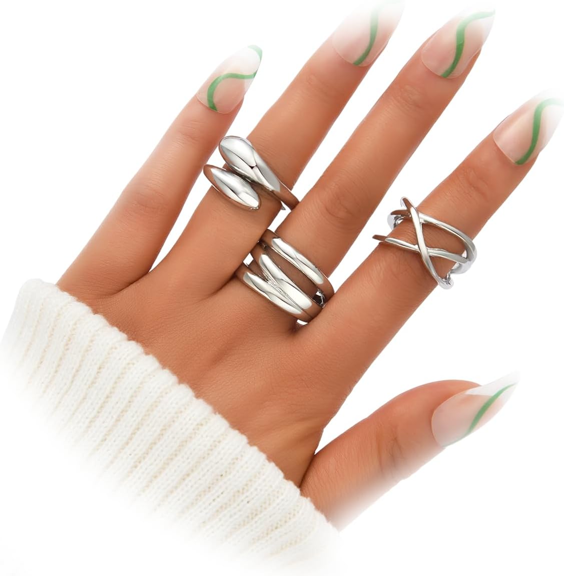 YEEZII Anillos Gruesos de Oro para Mujer Sin Deslustre, Anillo de P...