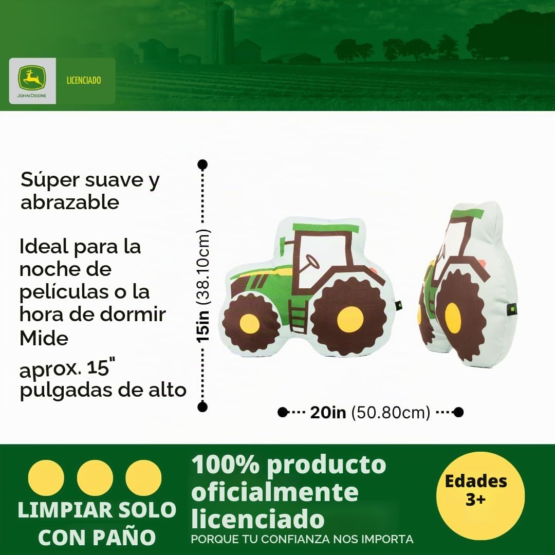John Deere Trailer Tractor Kids Bedding Almohada Decorativa de Felp...
