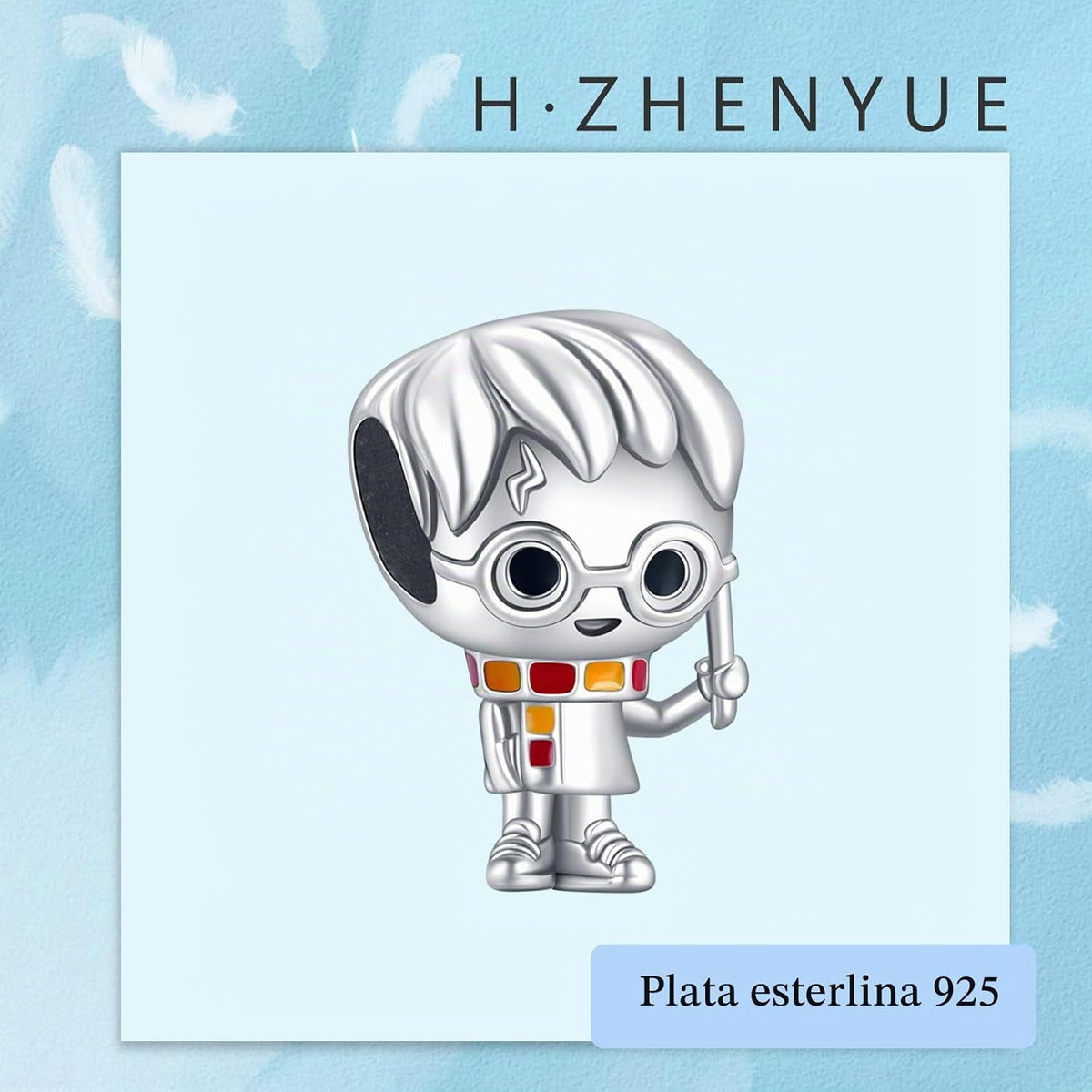H.ZHENYUE Dijes de plata esterlina 925 con diseño de personaje de p...