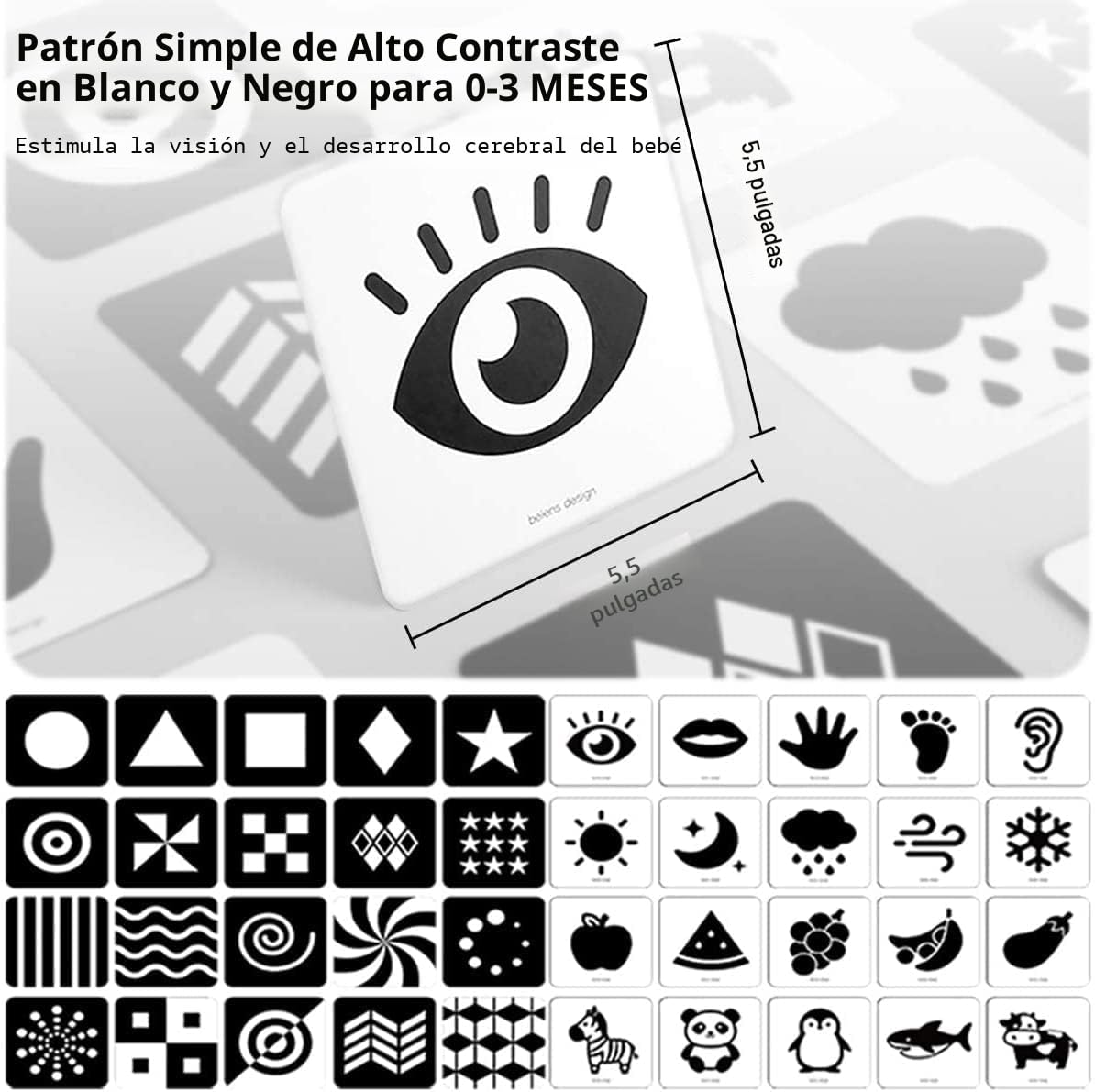 beiens Tarjetas didácticas del bebé del alto contraste, juguete rec...