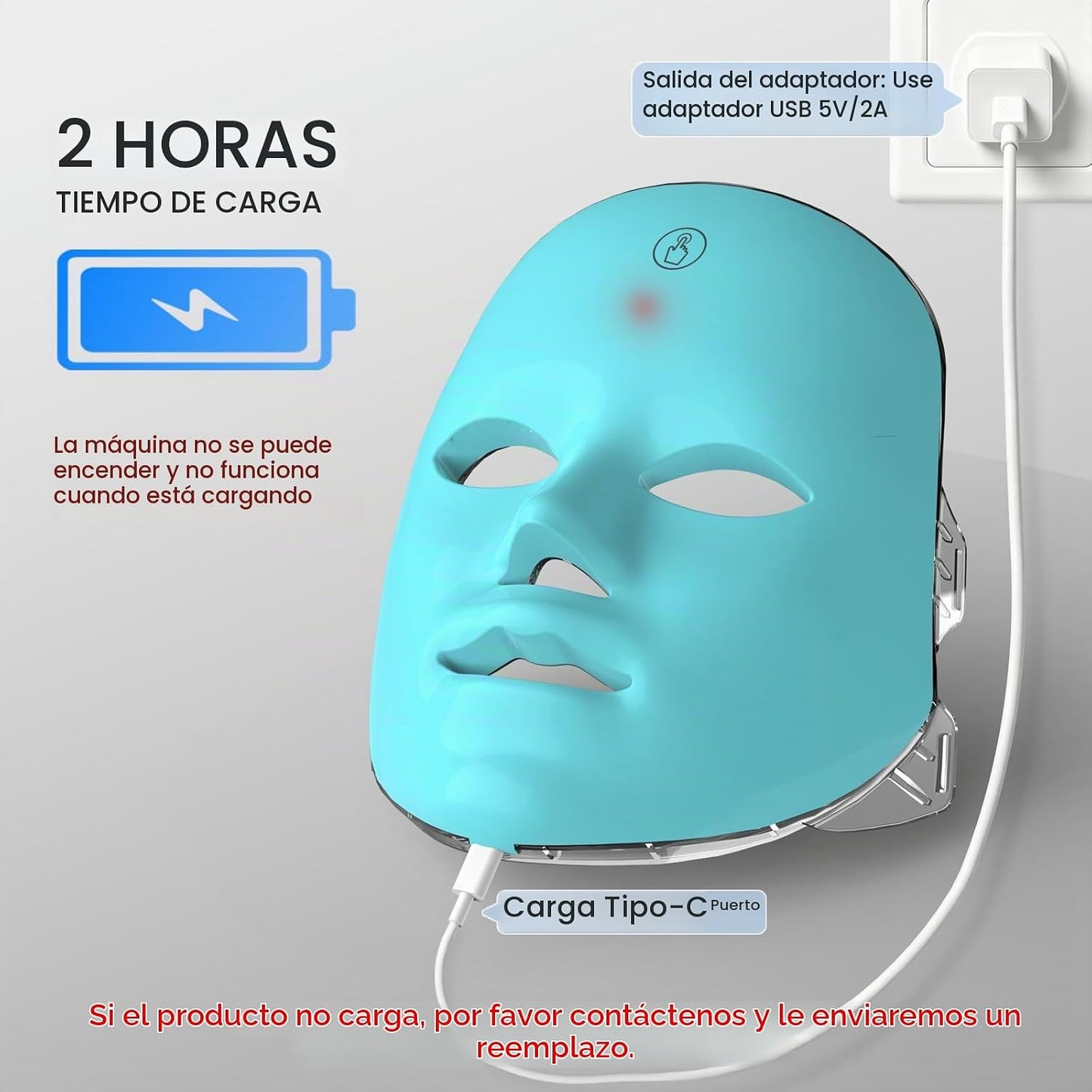 Máscara de luz roja SUERBEATY para la cara, máscara facial de luz r...