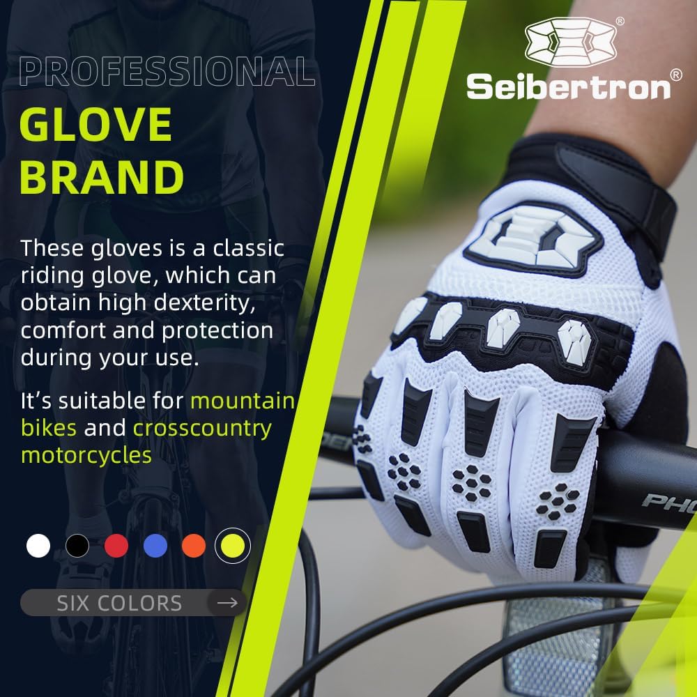 Seibertron - Guantes unisex para bicicleta BMX MX ATV MTB, guantes...