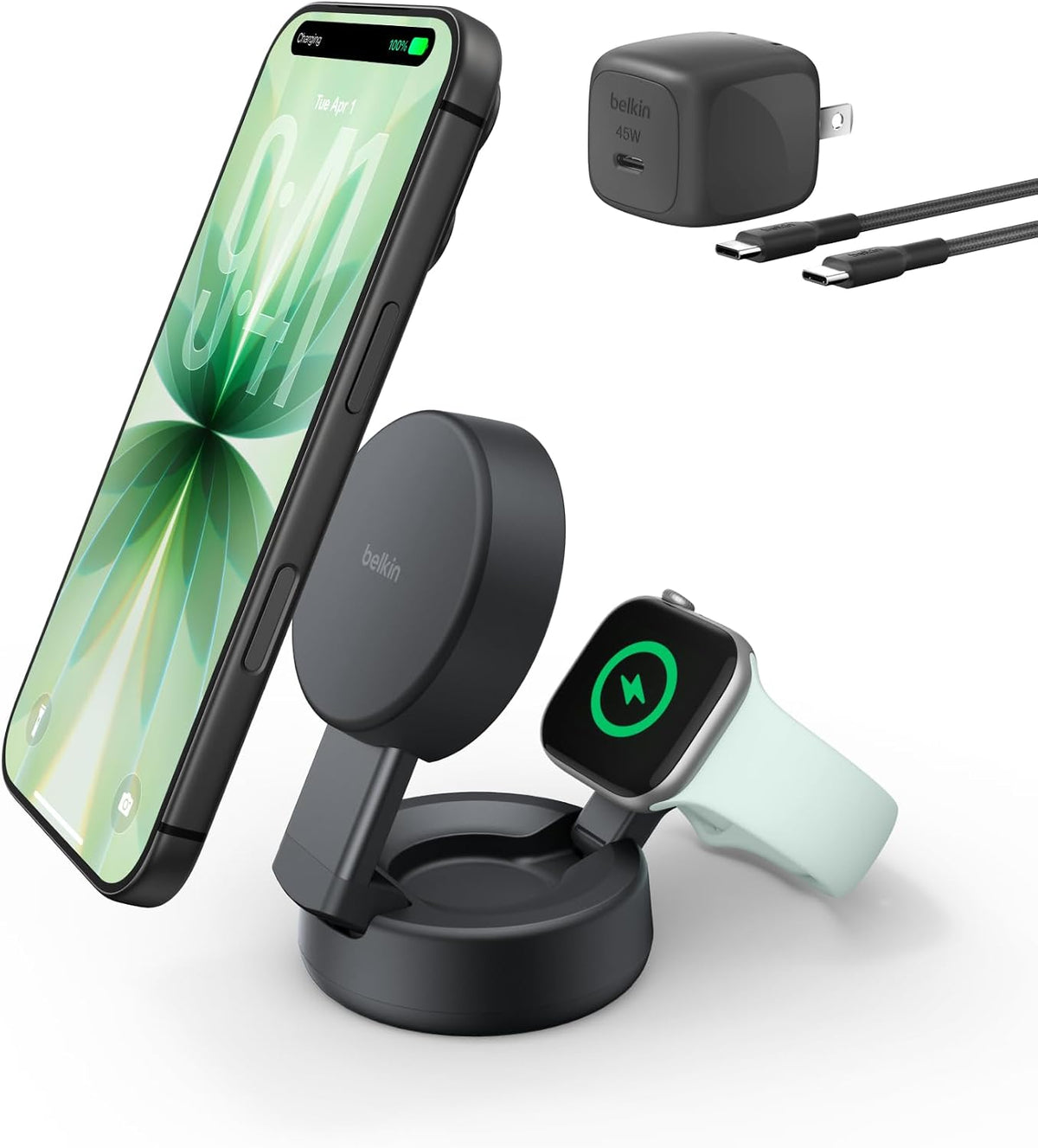 Belkin Qi2.2 25W Cargador inalámbrico 2 en 1 para iPhone, carga ráp...
