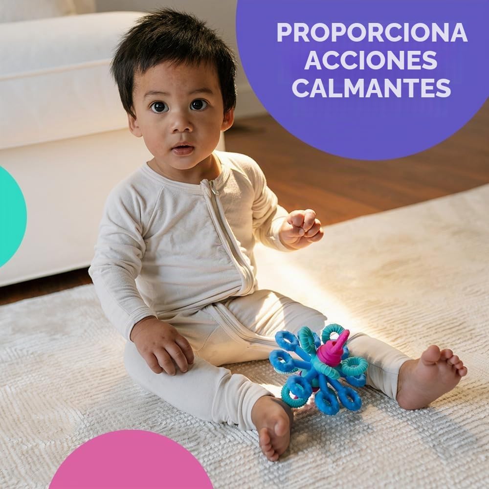 Mobi Games Okee Baby - Pelota sensorial para bebés, gira, jala, emp...