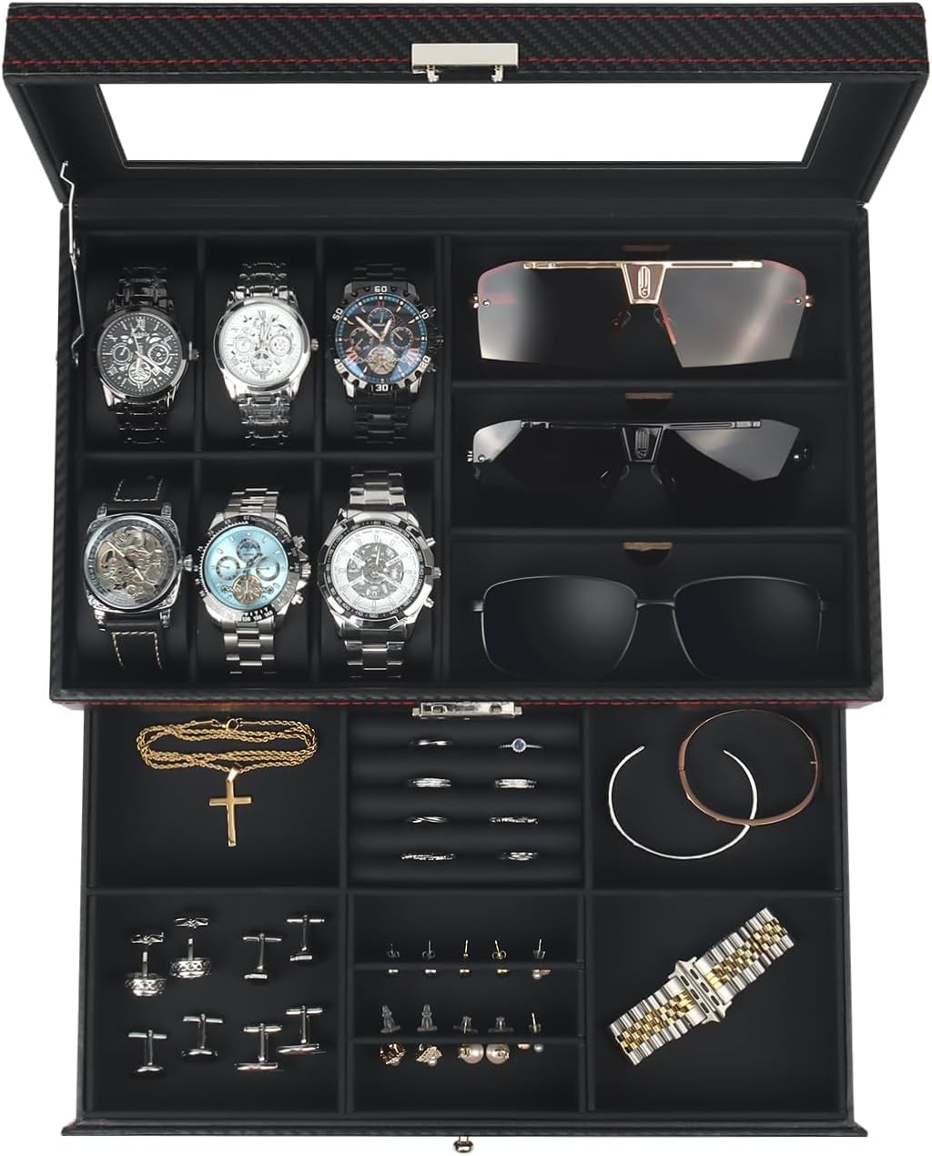 Kukikan Caja Organizadora de Joyería para Relojes, Estuche para Rel...