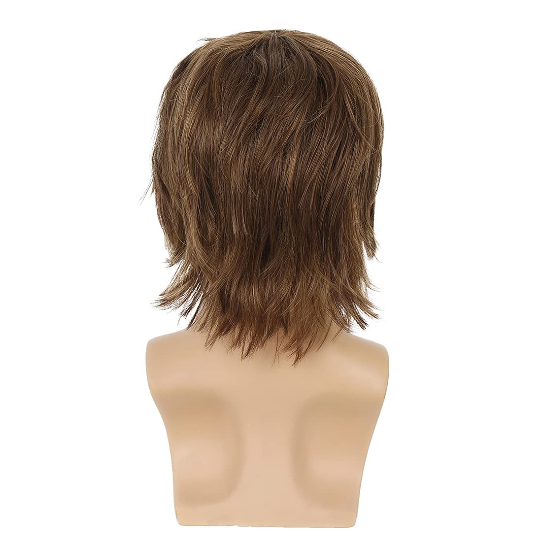 Wiwige Peluca sintética sintética para hombre, color marrón claro,...