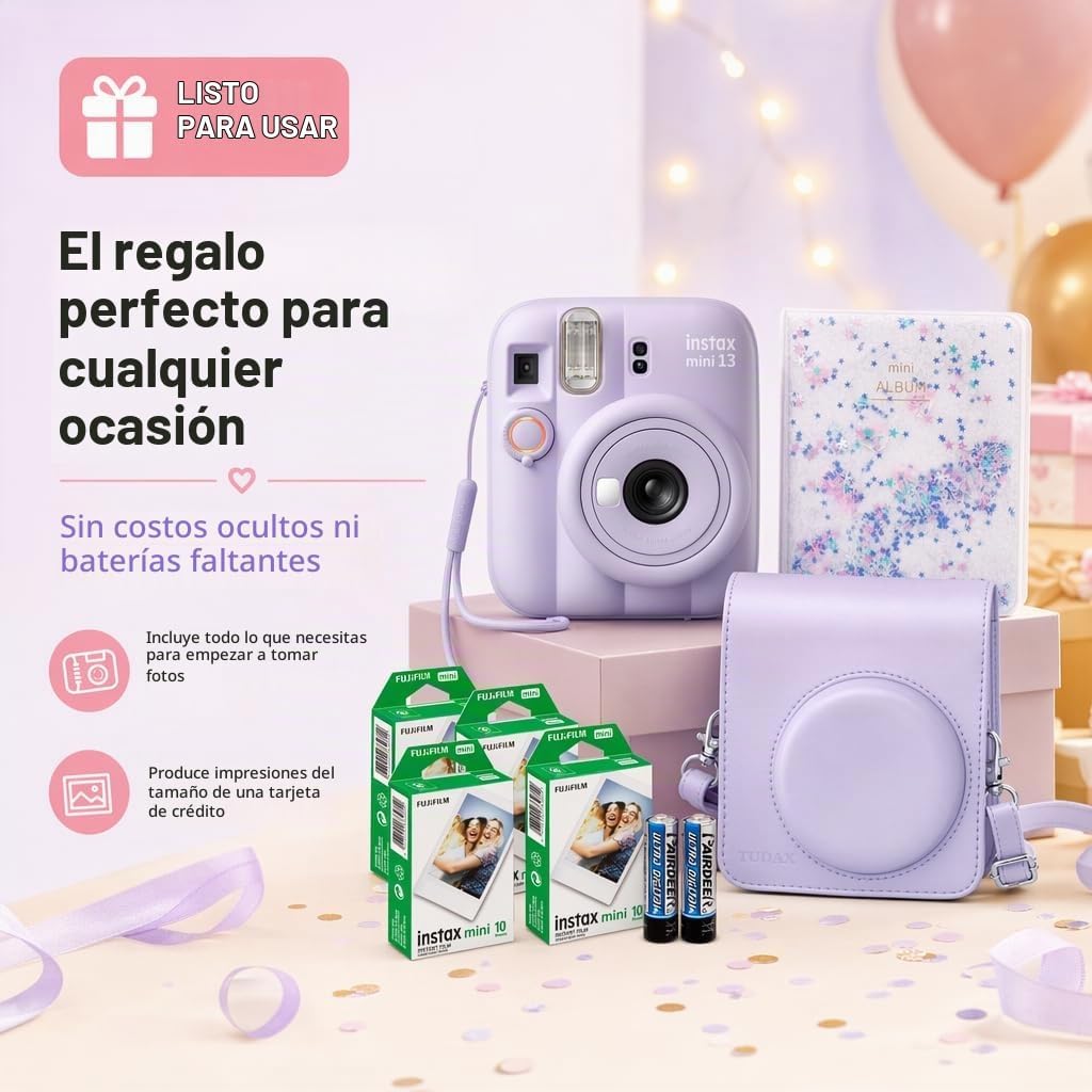 Fujifilm Instax Mini 13 - Cámara instantánea azul escarcha + paquet...