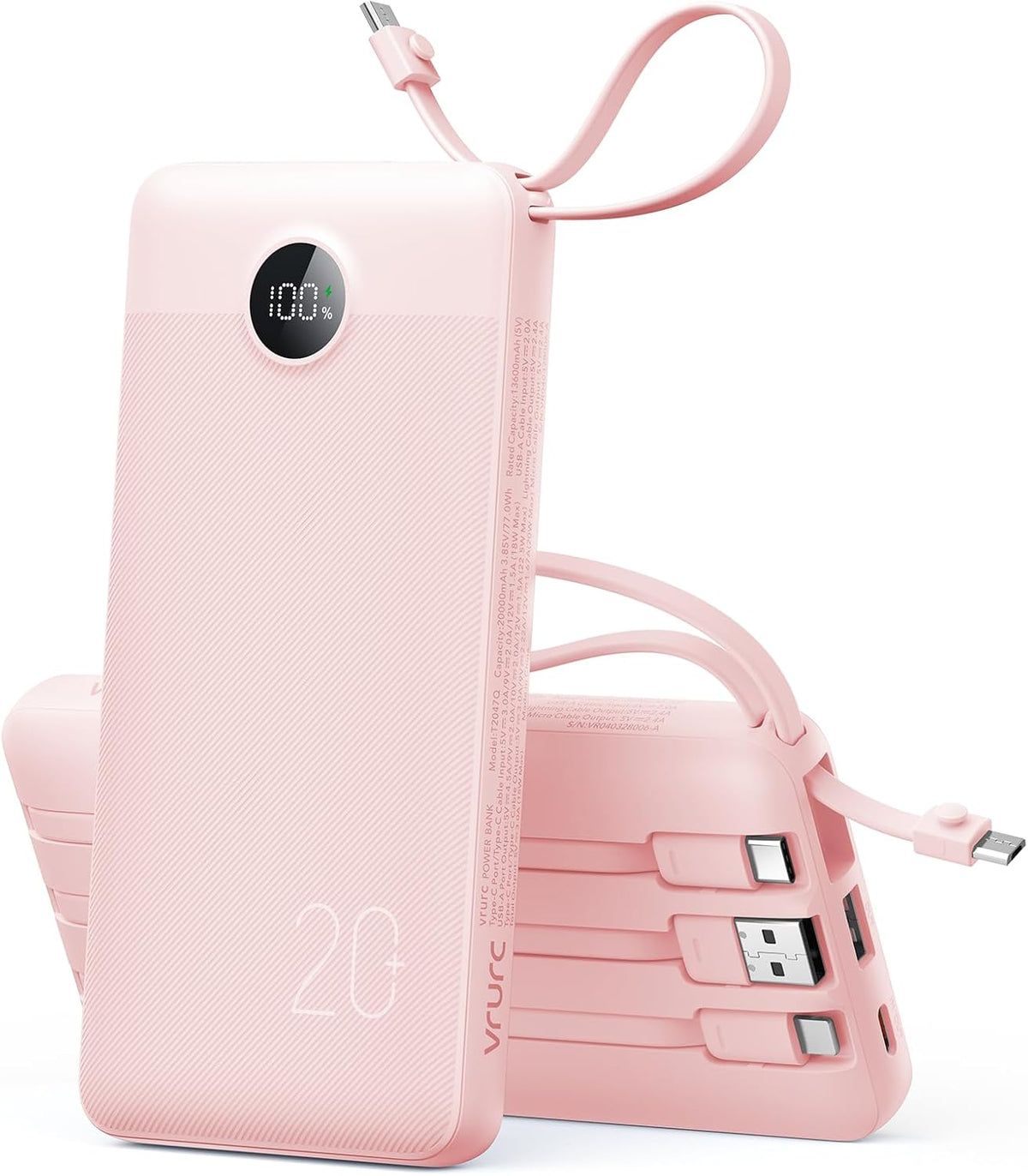 VRURC Cargador portátil Power Bank - 20000 mAh Carga rápida PD 20 W...