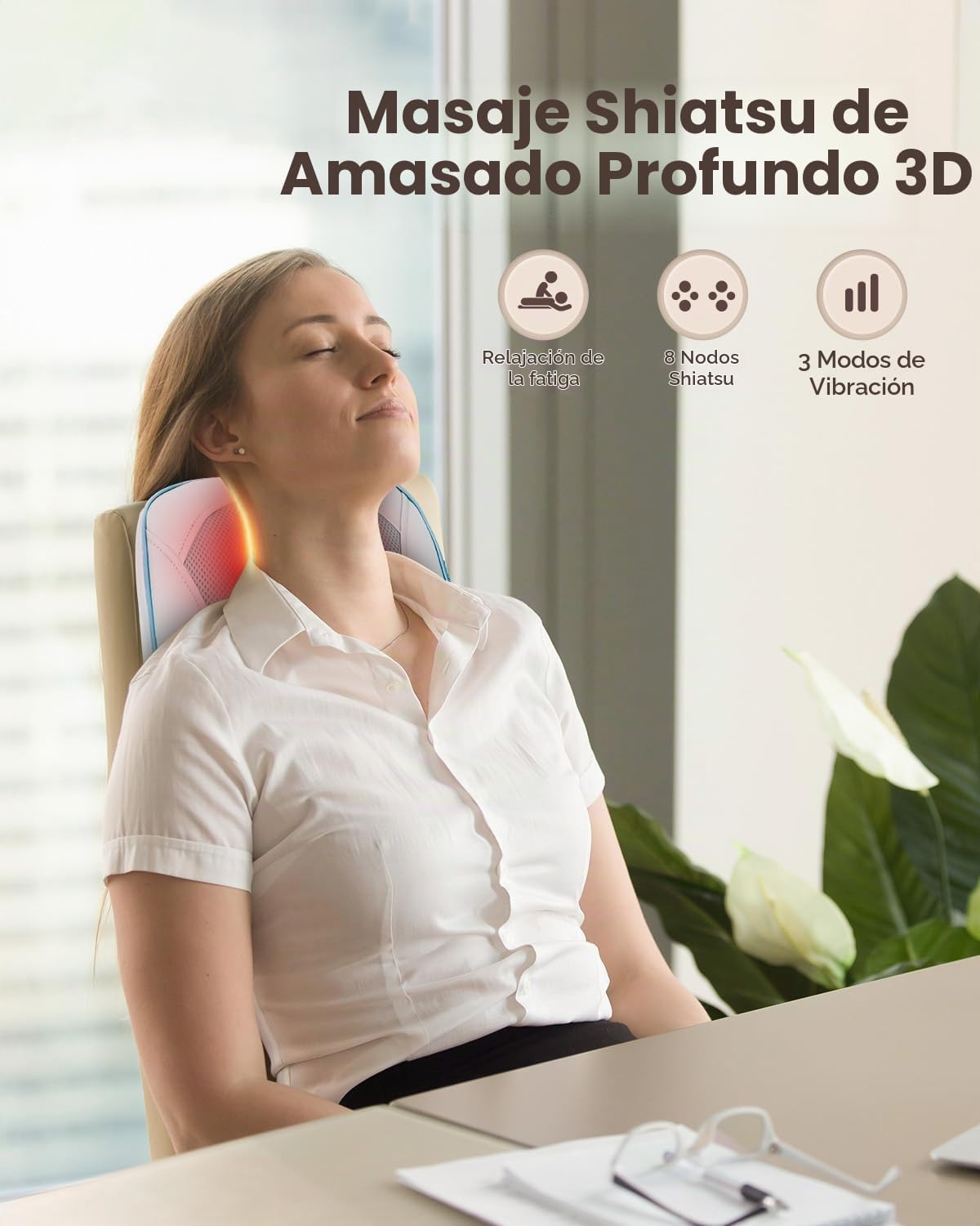 Masajeador de espalda Shiatsu COMFIER con calor y vibración, masaje...