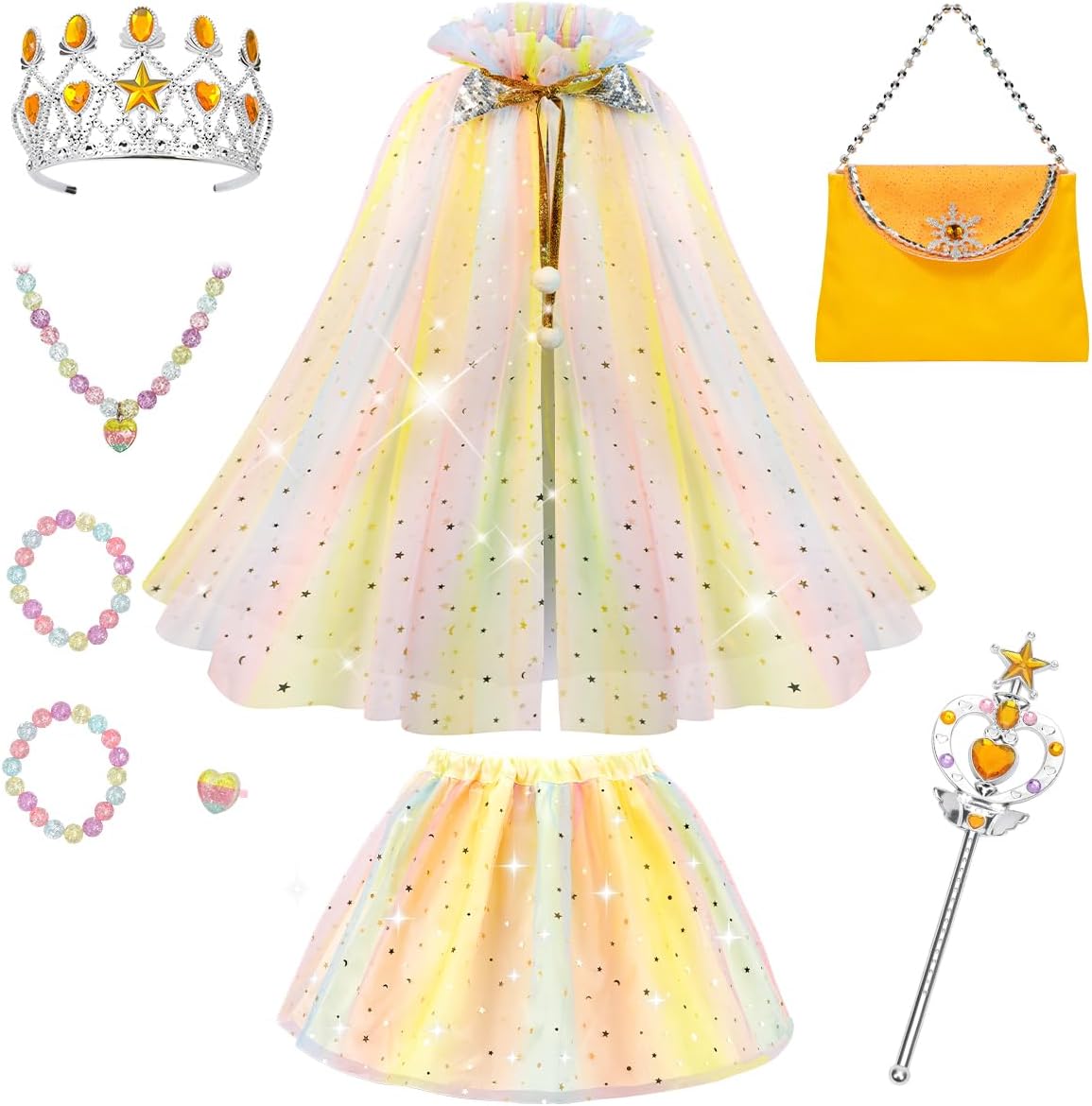 Meland Ropa de princesa para niña, 11 piezas de capa de princesa co...