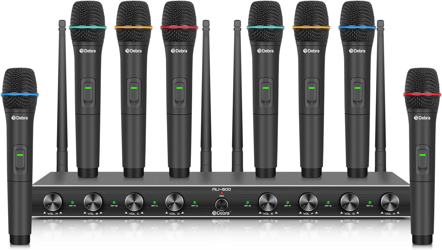 D Debra Audio AU800 Pro UHF - Sistema de micrófono inalámbrico de 8...