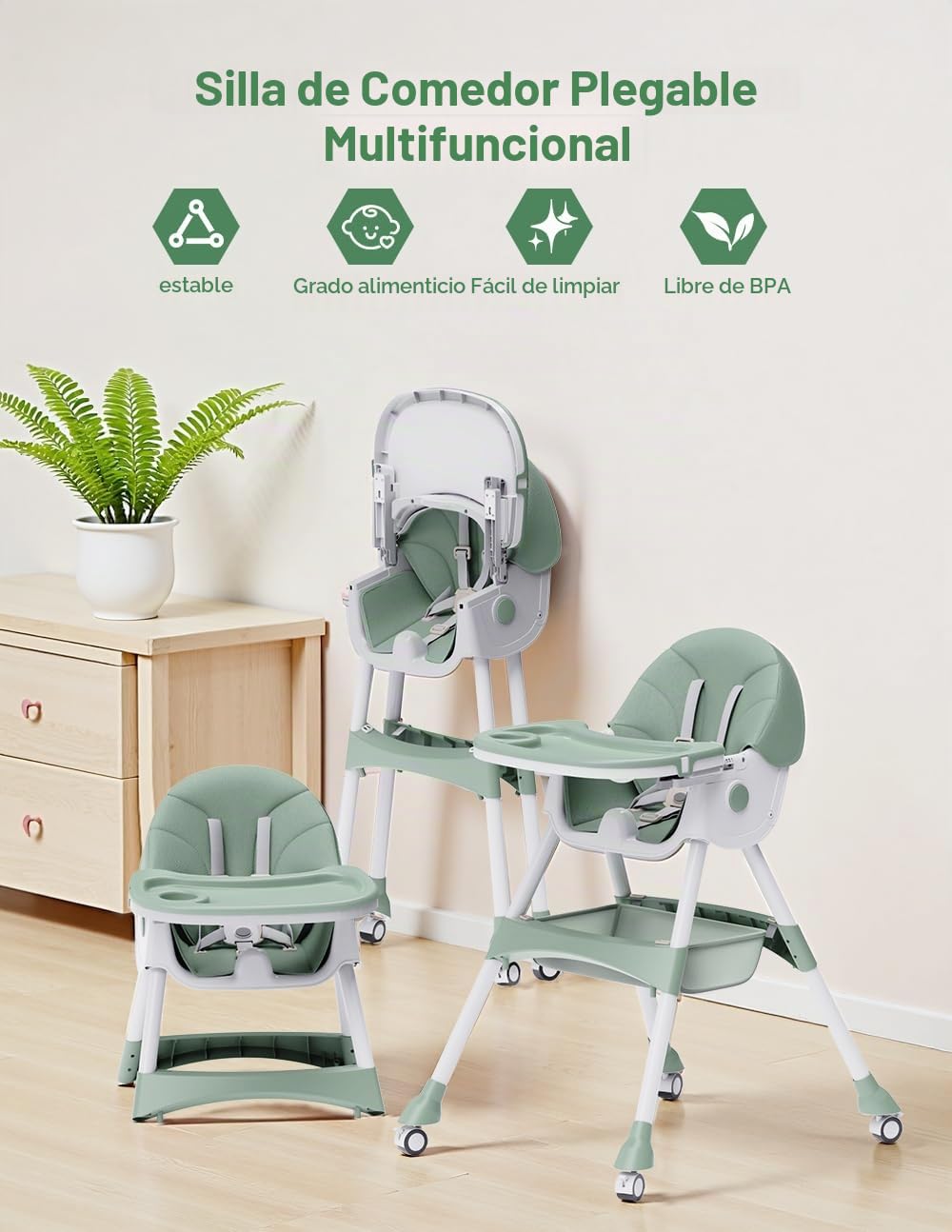 Sillas altas para bebés y niños pequeños, silla alta convertible 4...