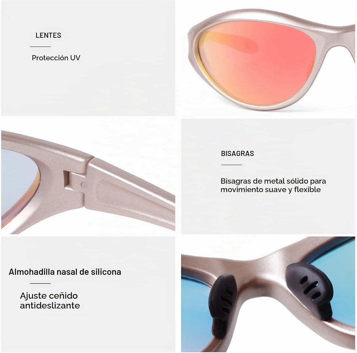 ADE WU Gafas de sol Y2K Rave de moda envolventes gafas de sol depor...