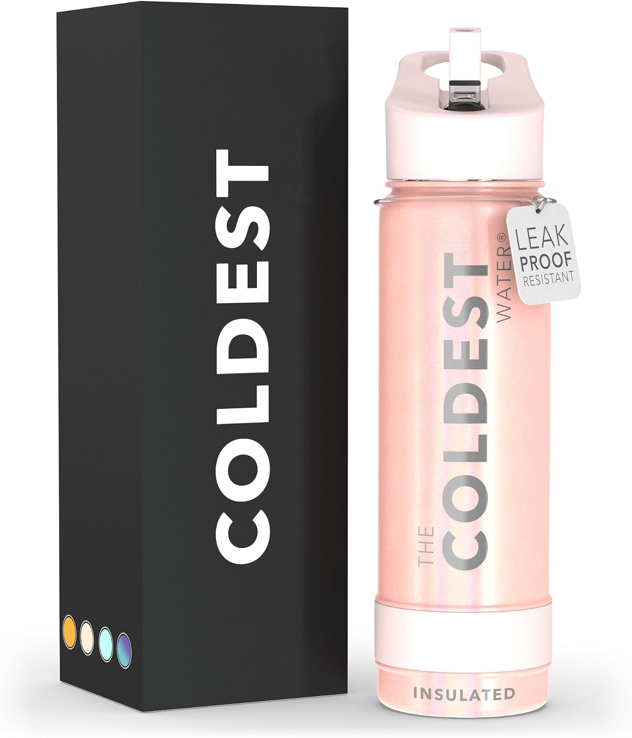 Coldest - Botella para agua con tapa que incluye pajilla, térmica y...
