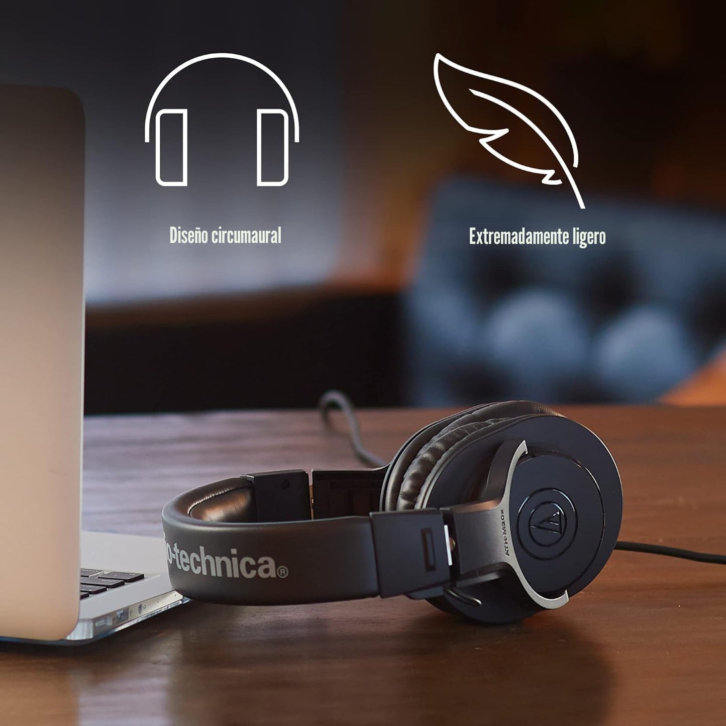 Audio-Technica ATH-M20x Auriculares profesionales para monitor de e...