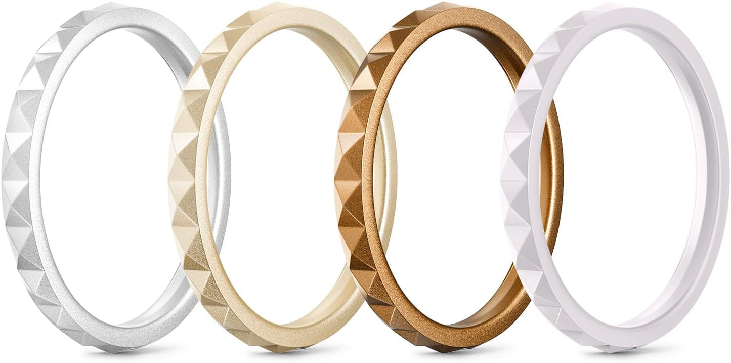 Egnaro - Anillos de boda de silicona para mujer: 2.5 mm de ancho -...