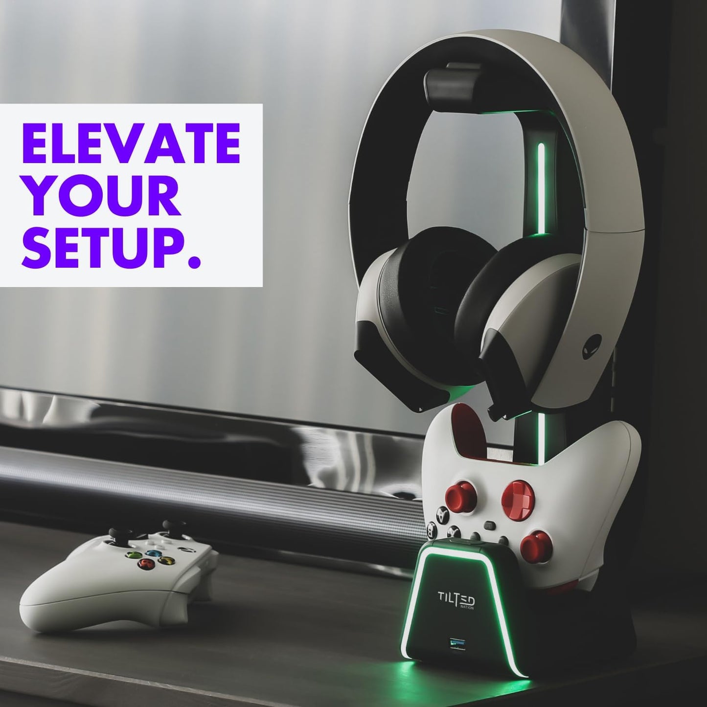 Tilted Nation Soporte para controlador y auriculares para juegos 3...