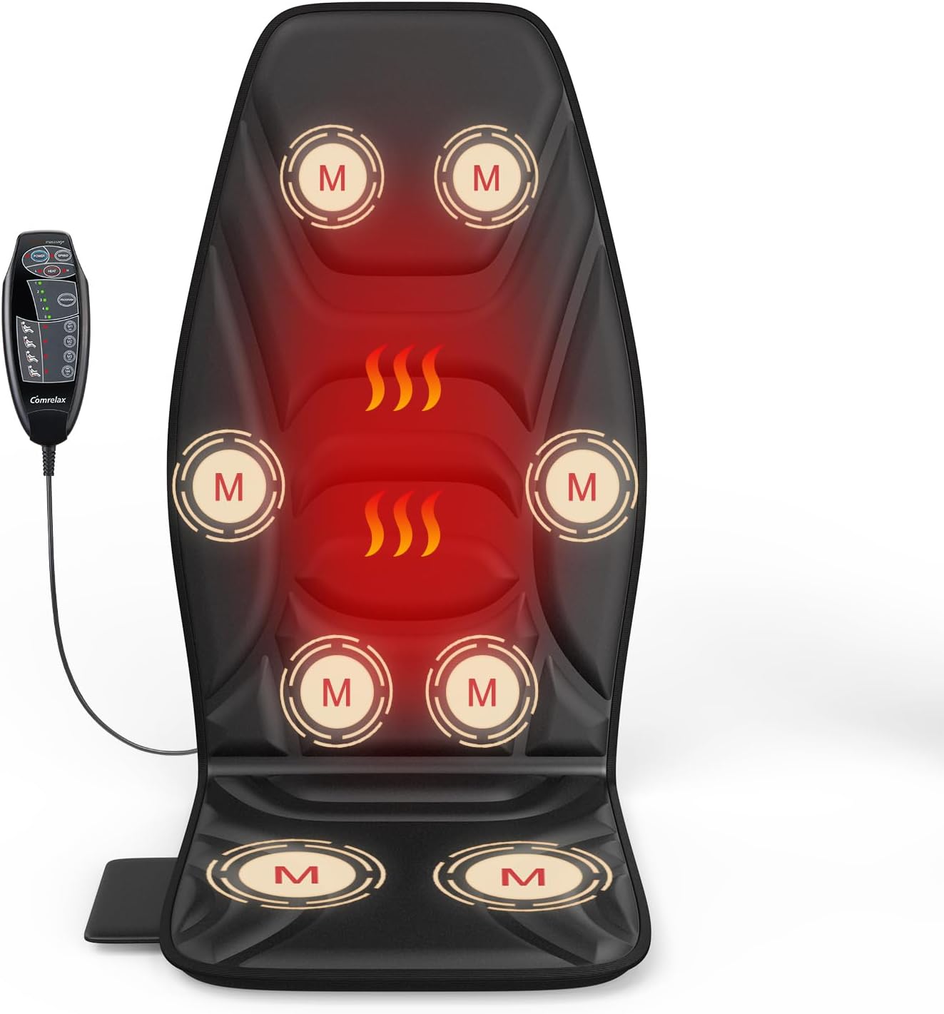 comrelax Masajeador de espalda con calor para silla, cojín de asien...