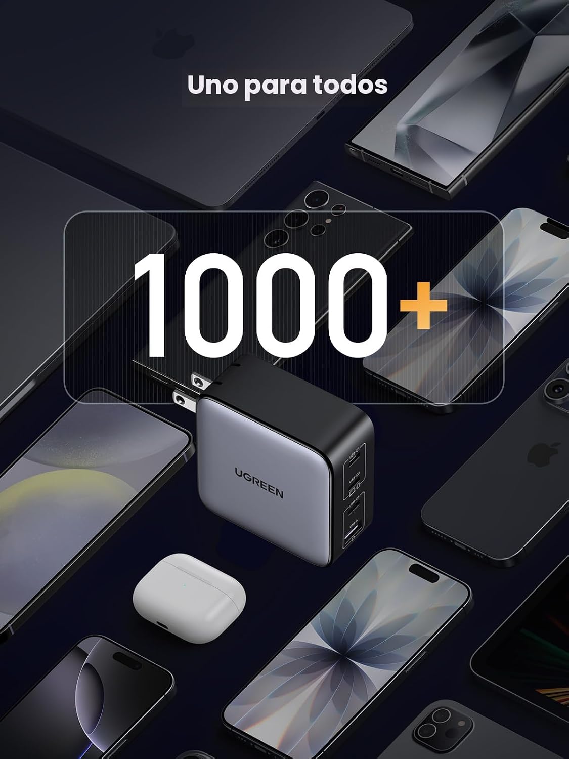 UGREEN Nexode Cargador USB C GaN de 100W, Adaptador de Corriente Rá...