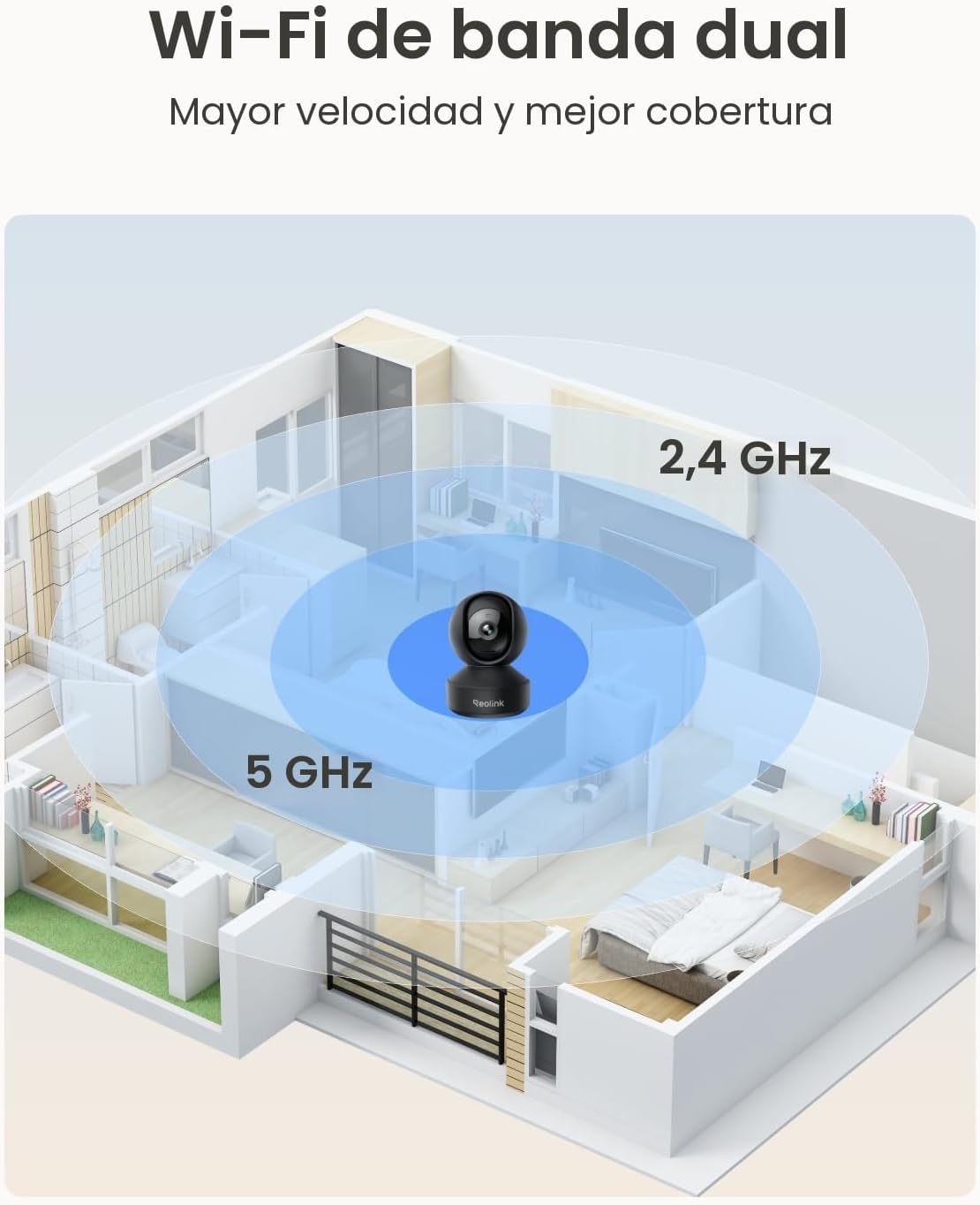 REOLINK E1 Pro (negro) cámara PT de 3K Wi-Fi para interiores para m...