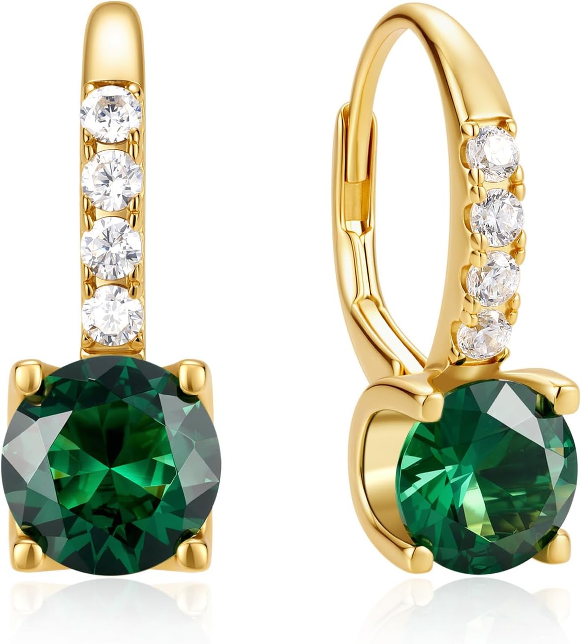 FANCIME Pendientes colgantes de plata de ley chapada en oro de 14 q...