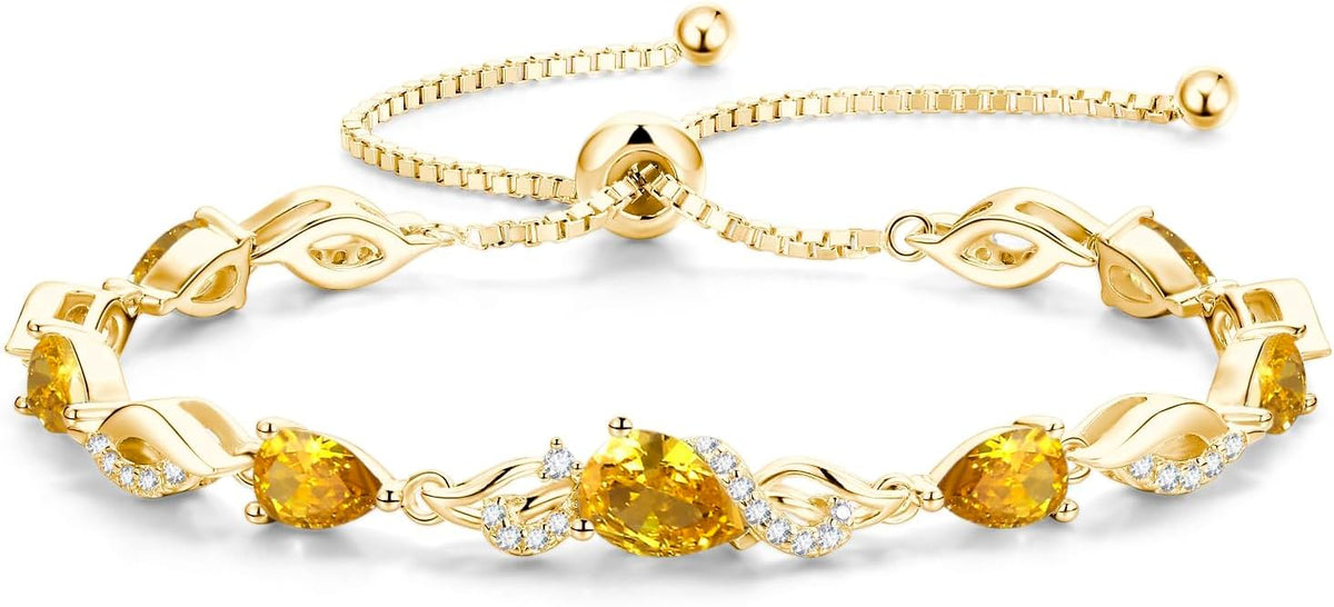 FANCIME Pulsera de tenis ajustable con piedra natal para mujer | Di...