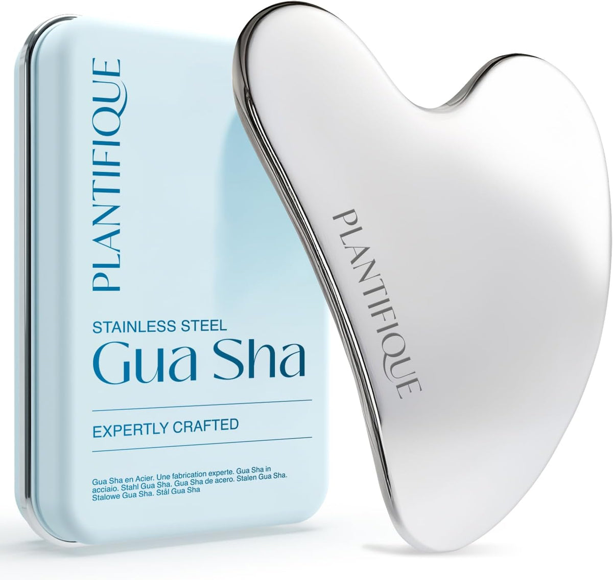 PLANTIFIQUE Herramienta facial Gua Sha de acero inoxidable - Masaje...