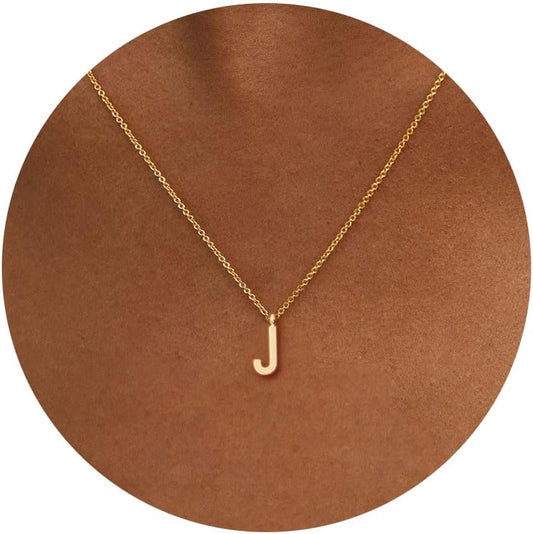 HANLI Collares con inicial para mujeres, chapado en oro de 14k, del...