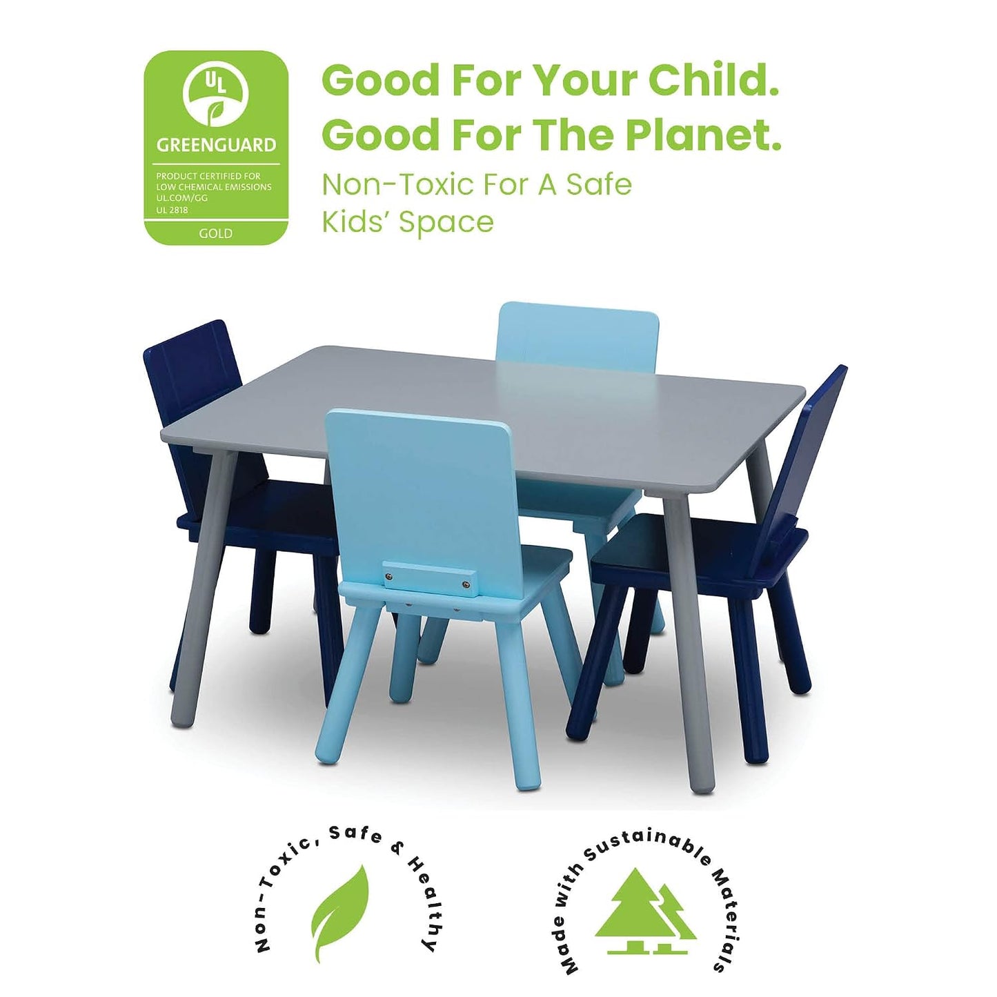 Delta Children Conjunto de mesa y sillas para niños (4 sillas inclu...