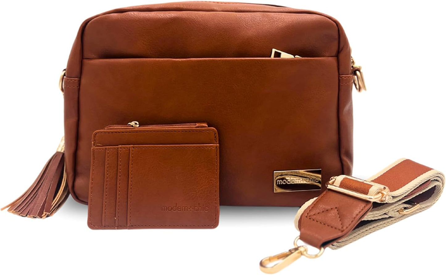 Modern+Chic Bolso cruzado Alice: bolso de cuero vegano con amplios...
