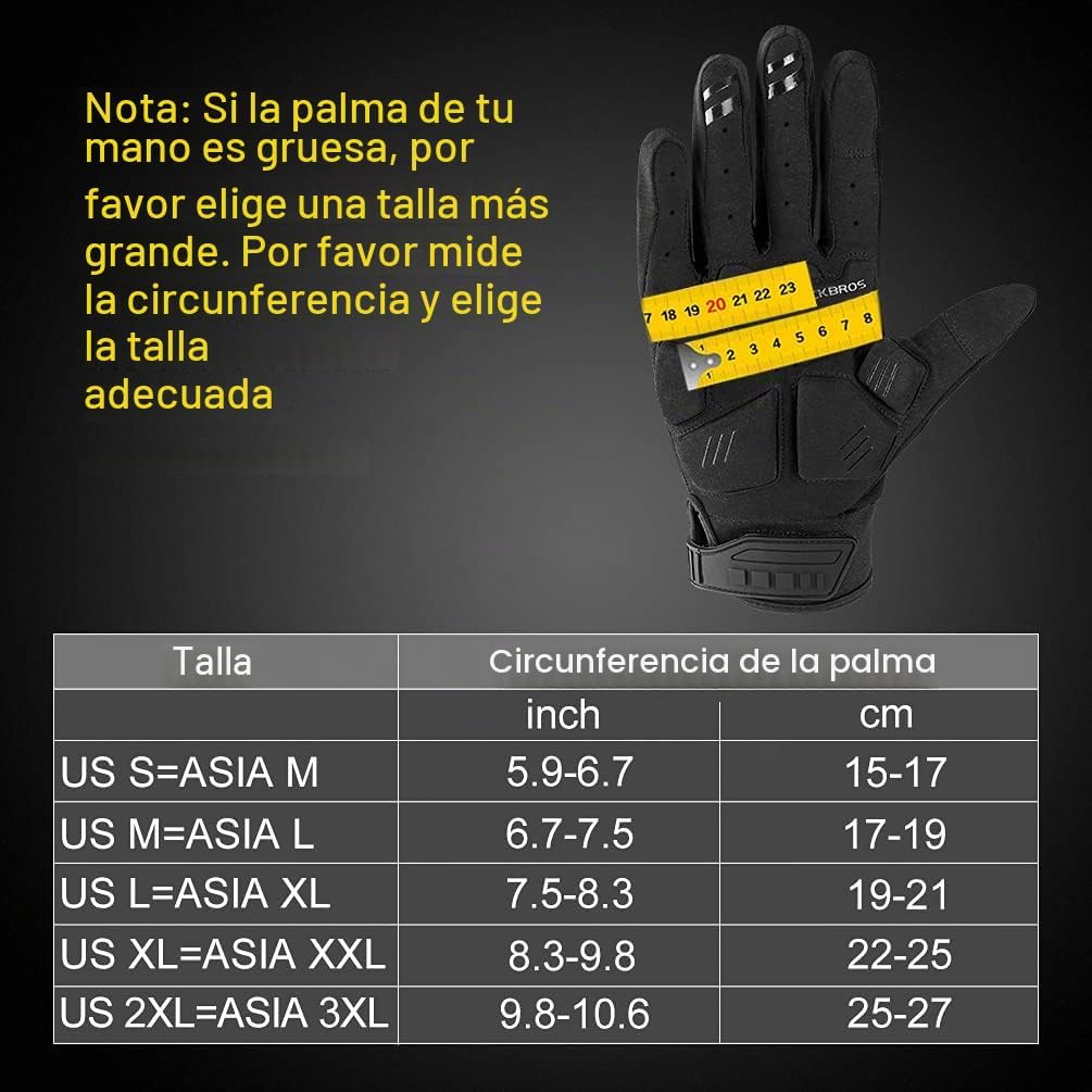 Rockbros - Guantes de bicicleta de montaña con almohadilla de gel d...