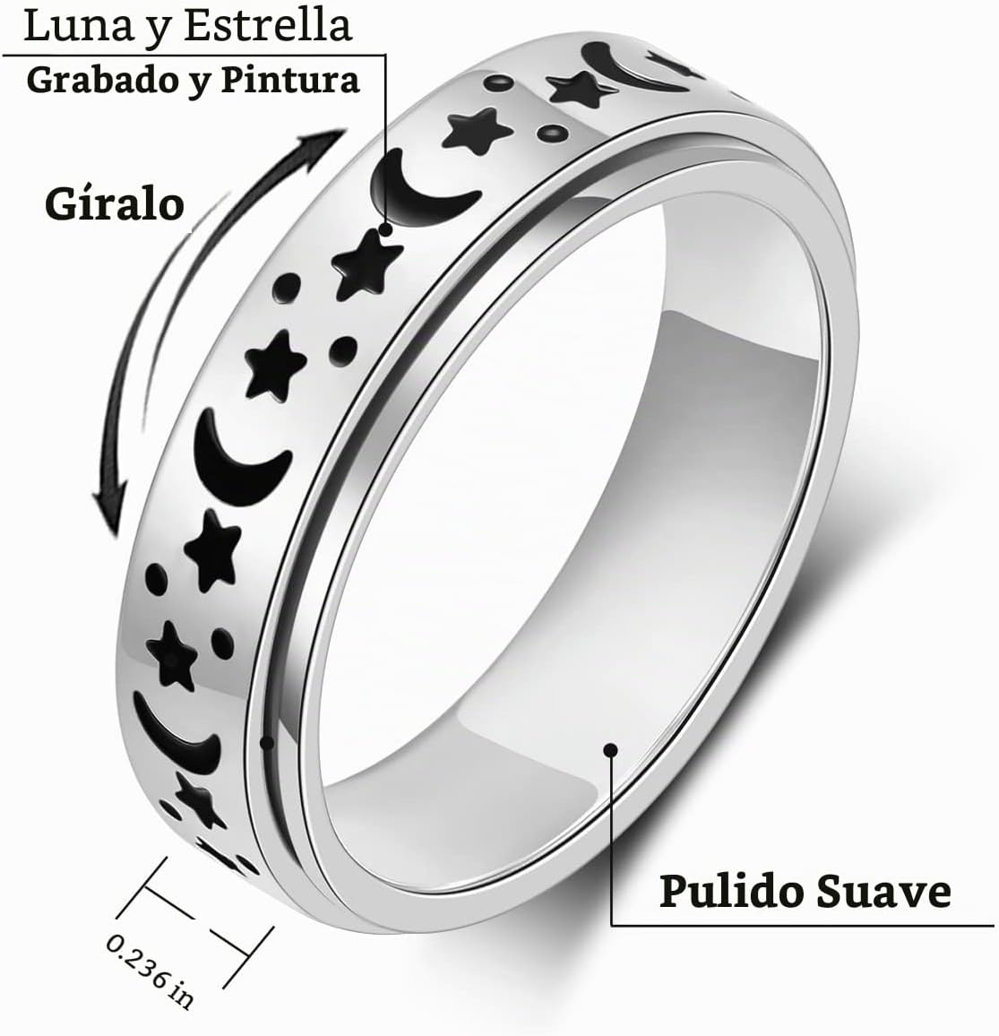 OreilleStar Anillo de Ansiedad para Mujeres Anillo Fidget Artículos...